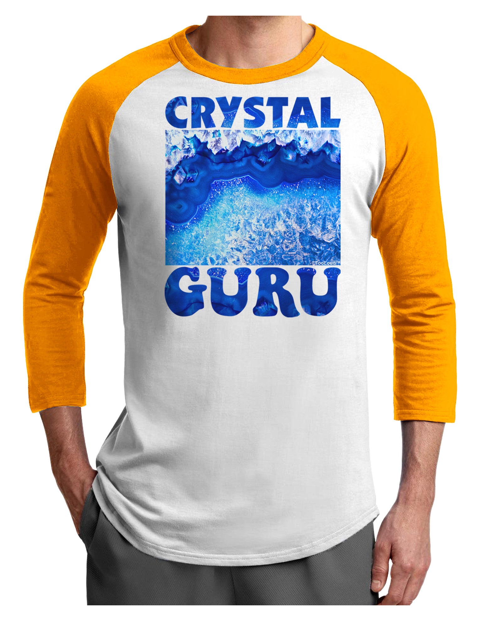 Crystal Guru Adult Raglan Shirt-Raglan Shirt-TooLoud-White-Gold-X-Small-Davson Sales