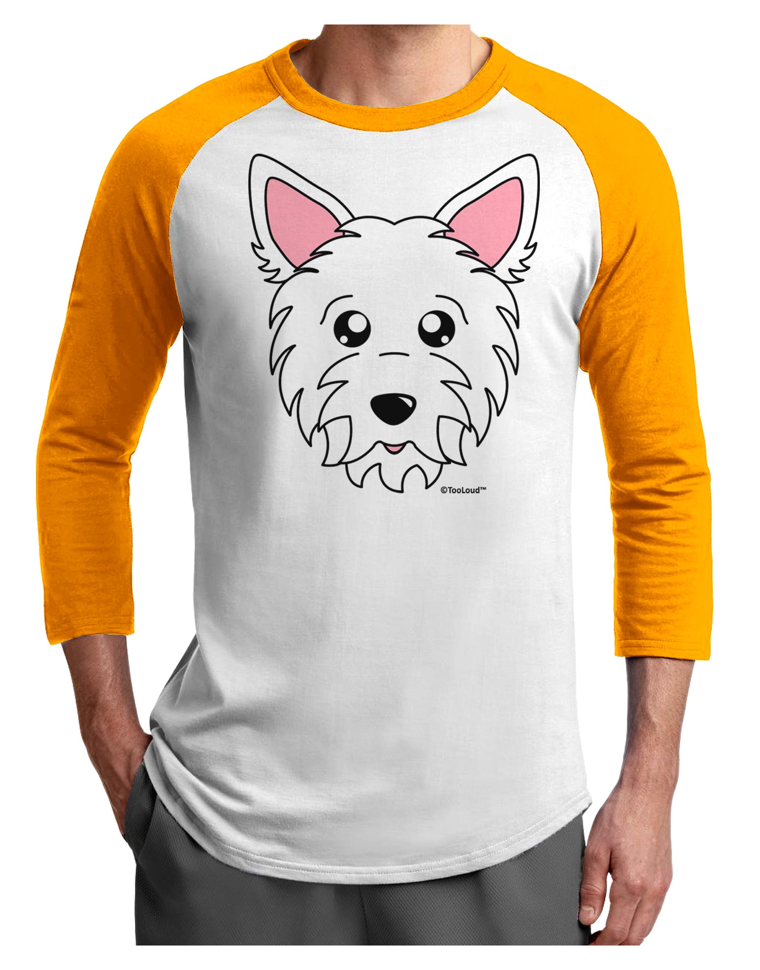 Cute West Highland White Terrier Westie Dog Adult Raglan Shirt by TooLoud-TooLoud-White-Gold-X-Small-Davson Sales