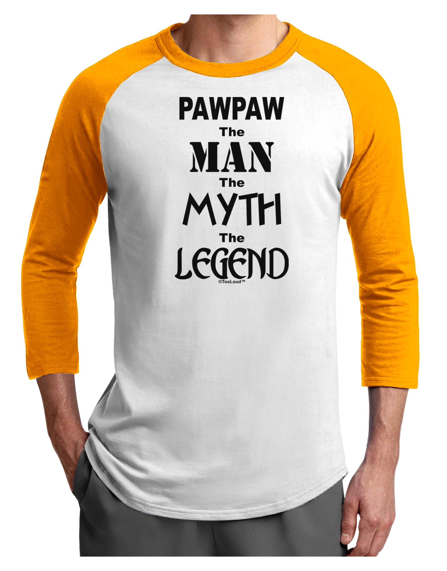Pawpaw The Man The Myth The Legend Adult Raglan Shirt by TooLoud-TooLoud-White-Gold-X-Small-Davson Sales