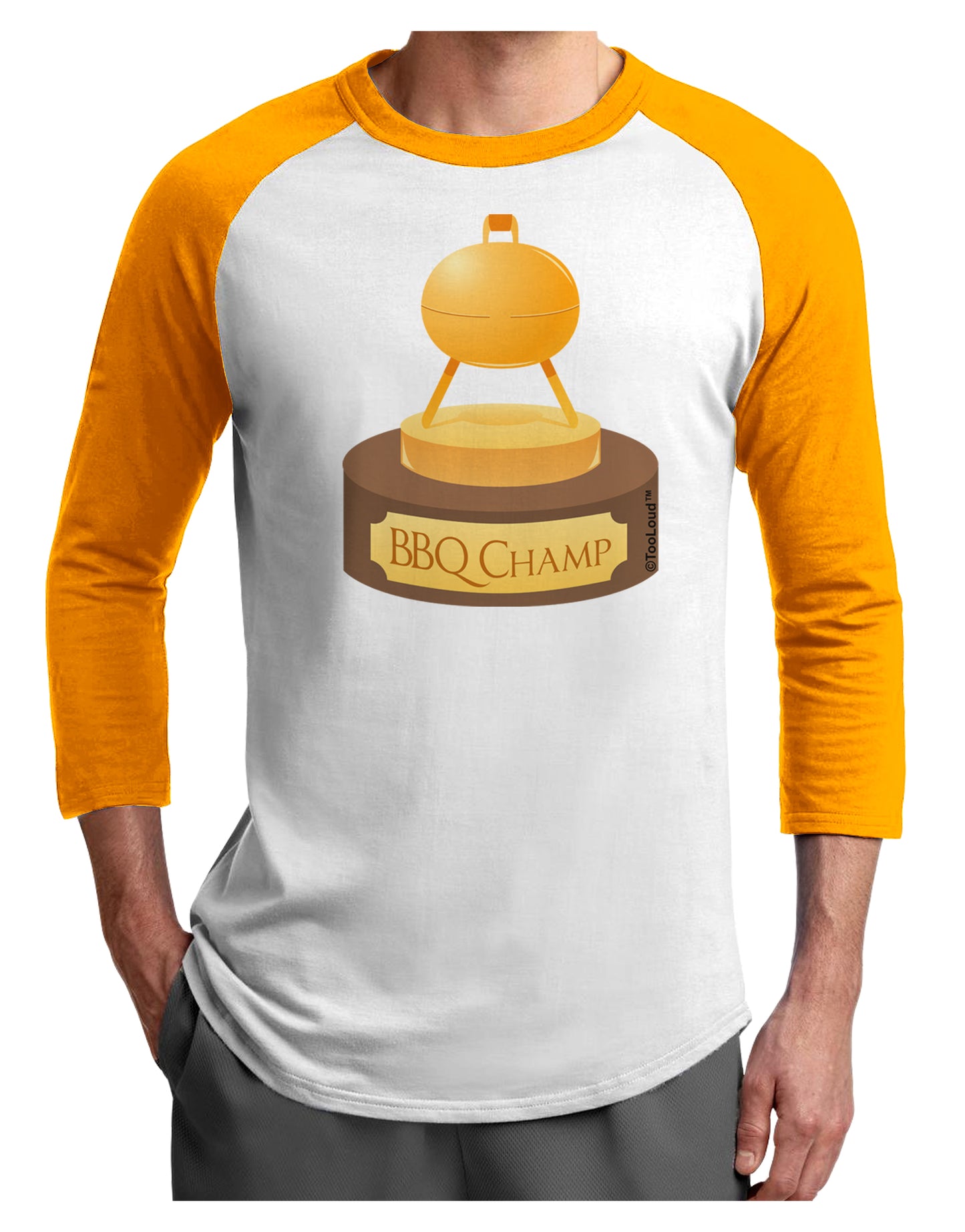 BBQ Champ - Golden Grill Trophy Adult Raglan Shirt by TooLoud-TooLoud-White-Gold-X-Small-Davson Sales