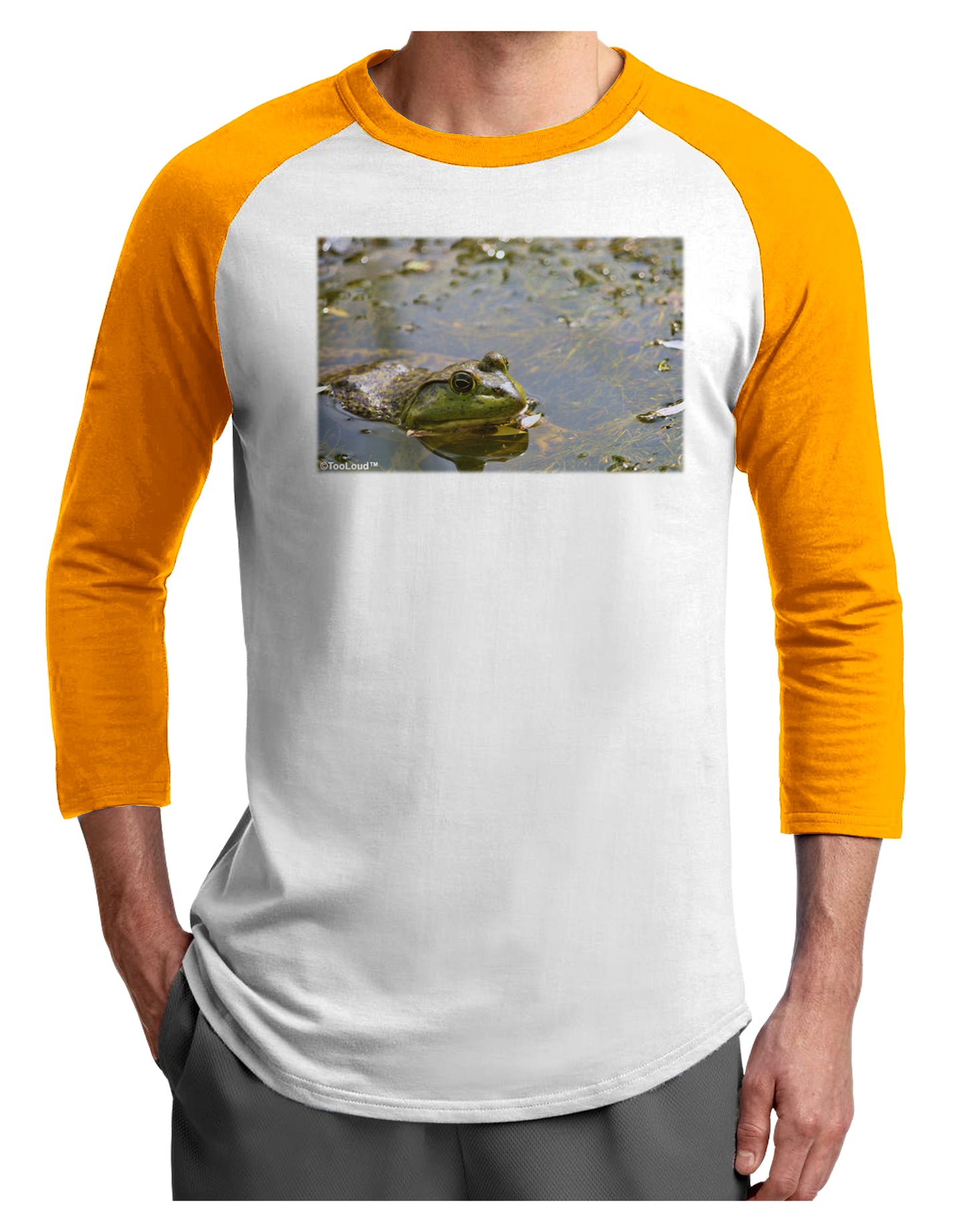 Bullfrog In Water Adult Raglan Shirt by TooLoud-TooLoud-White-Gold-X-Small-Davson Sales