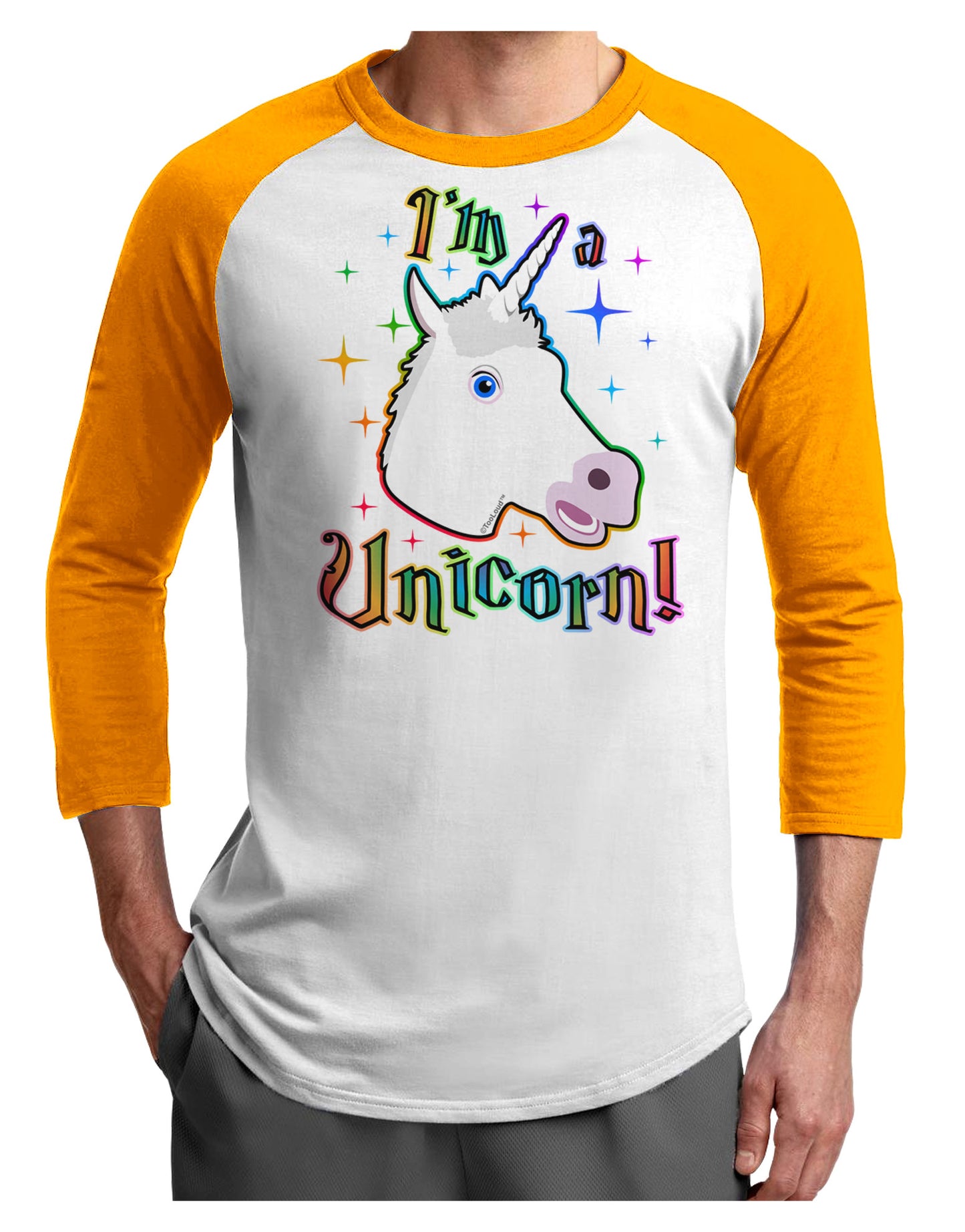 I'm a Unicorn Adult Raglan Shirt-Raglan Shirt-TooLoud-White-Gold-X-Small-Davson Sales