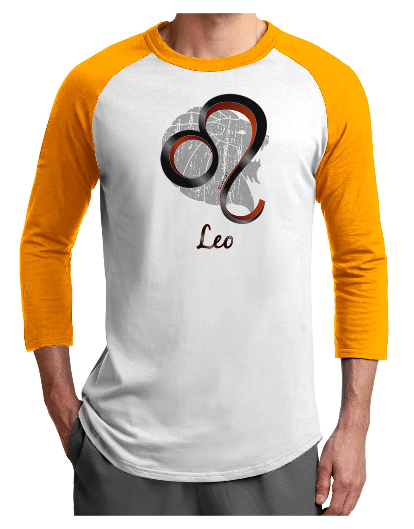Leo Symbol Adult Raglan Shirt-TooLoud-White-Gold-X-Small-Davson Sales
