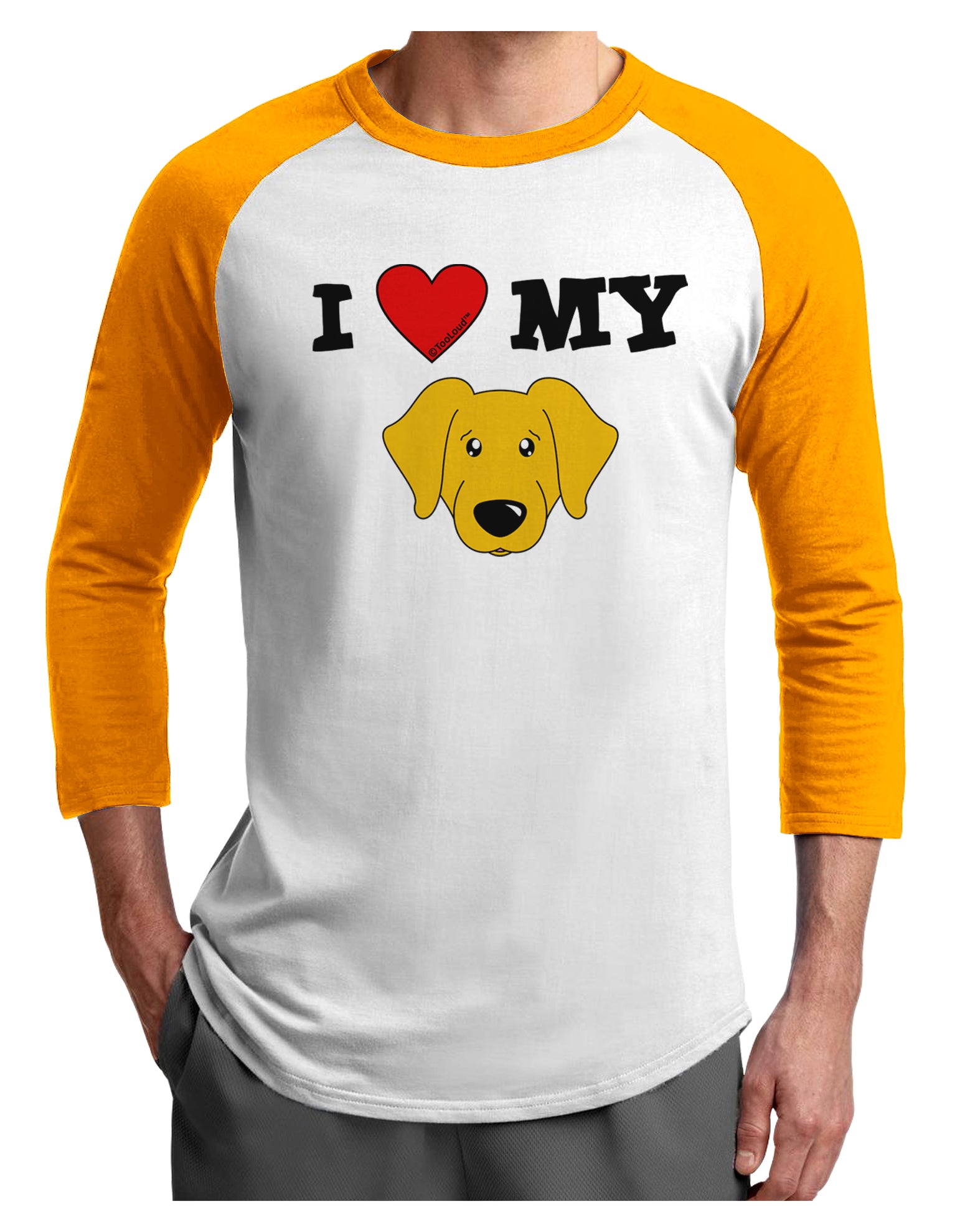 I Heart My - Cute Yellow Labrador Retriever Dog Adult Raglan Shirt by TooLoud-TooLoud-White-Gold-X-Small-Davson Sales