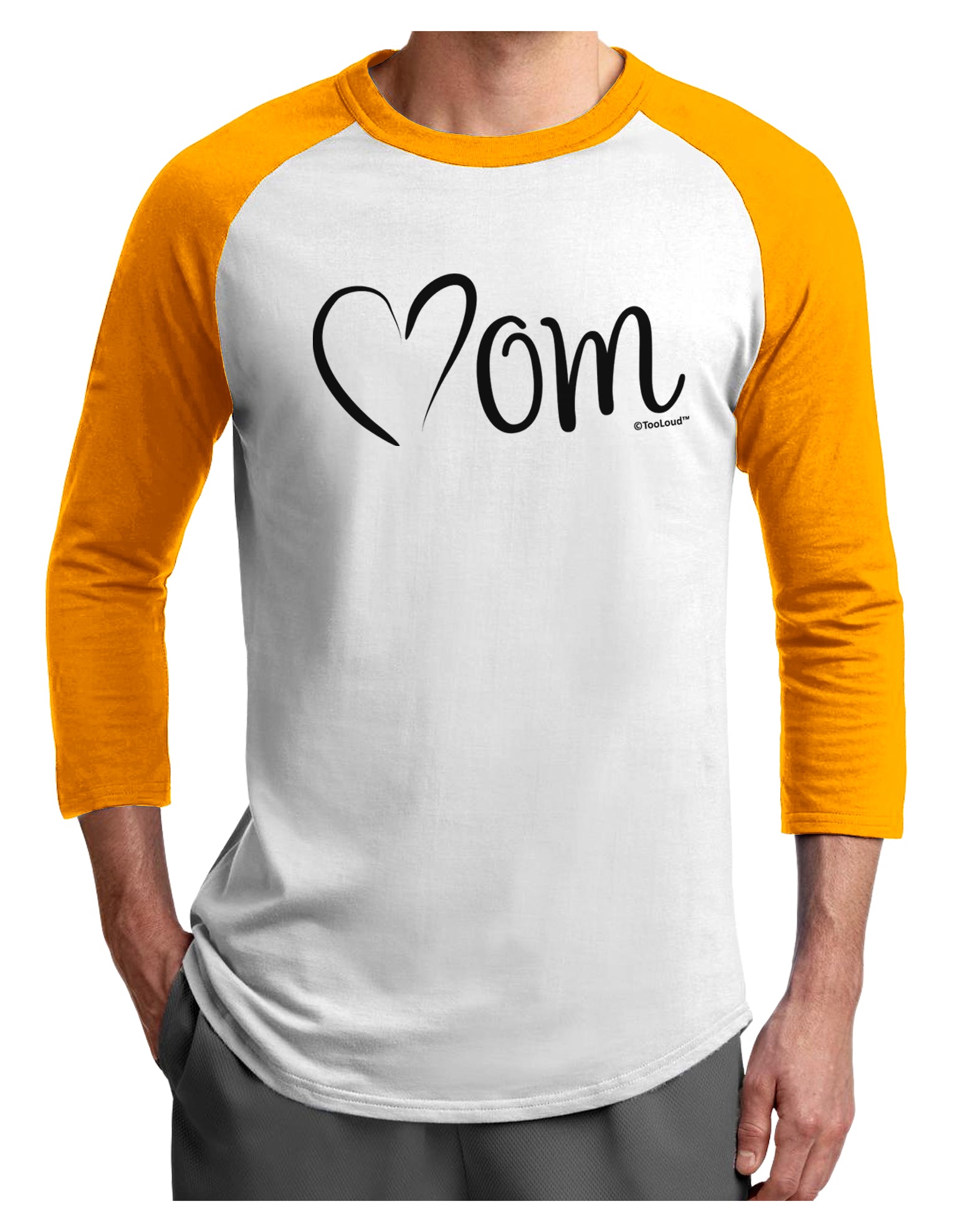 Mom with Brushed Heart Design Adult Raglan Shirt by TooLoud-TooLoud-White-Gold-X-Small-Davson Sales