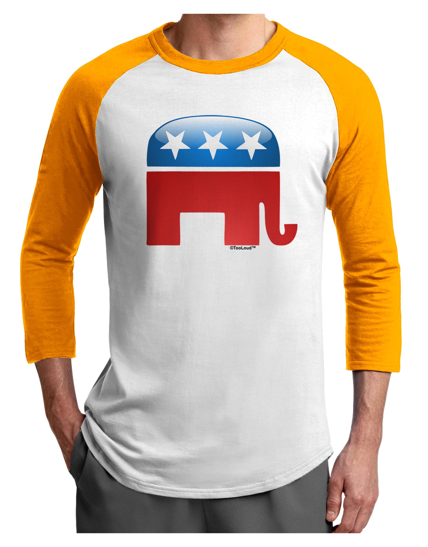 Republican Bubble Symbol Adult Raglan Shirt-TooLoud-White-Gold-X-Small-Davson Sales