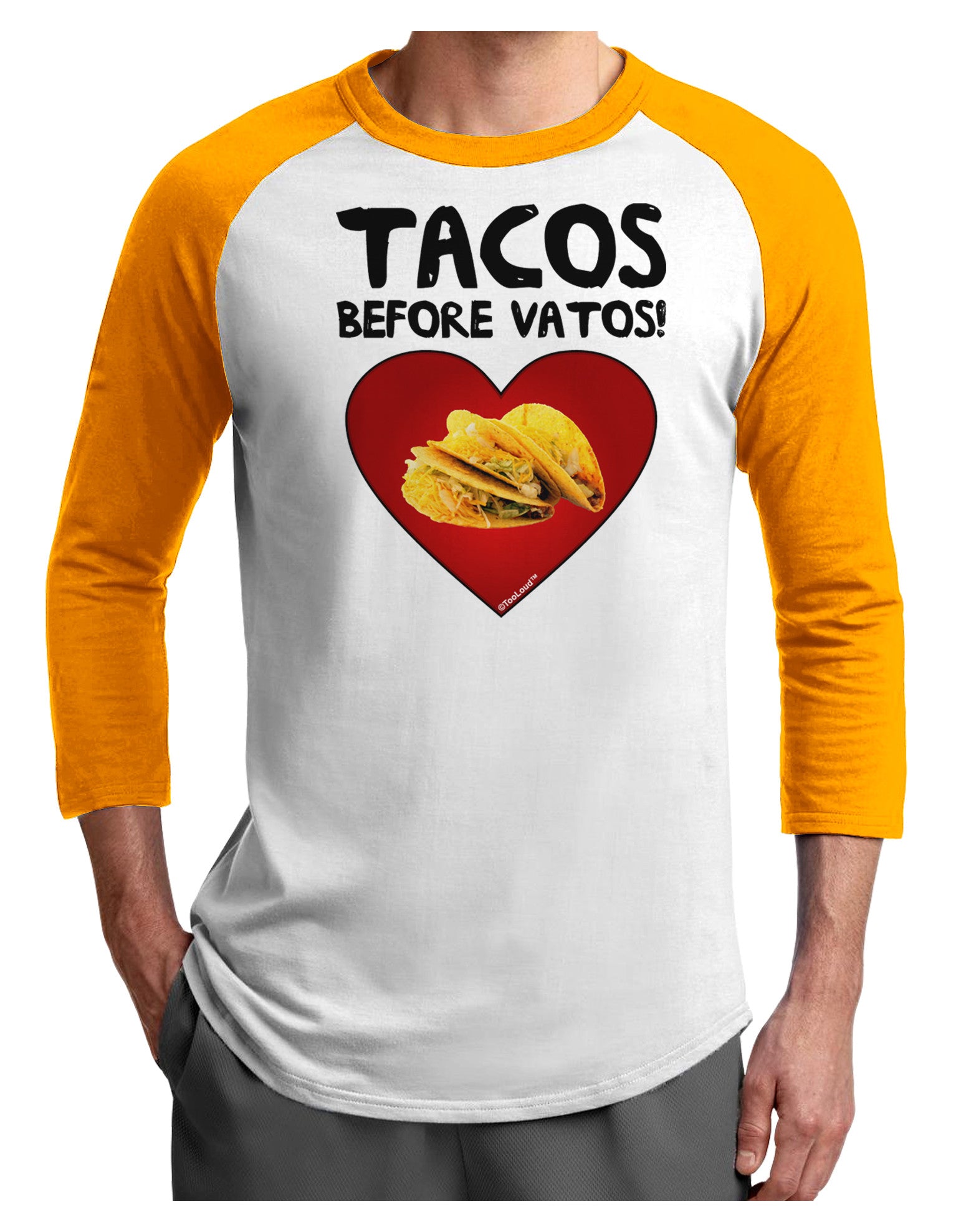 Tacos before Vatos Adult Raglan Shirt-Raglan Shirt-TooLoud-White-Gold-X-Small-Davson Sales