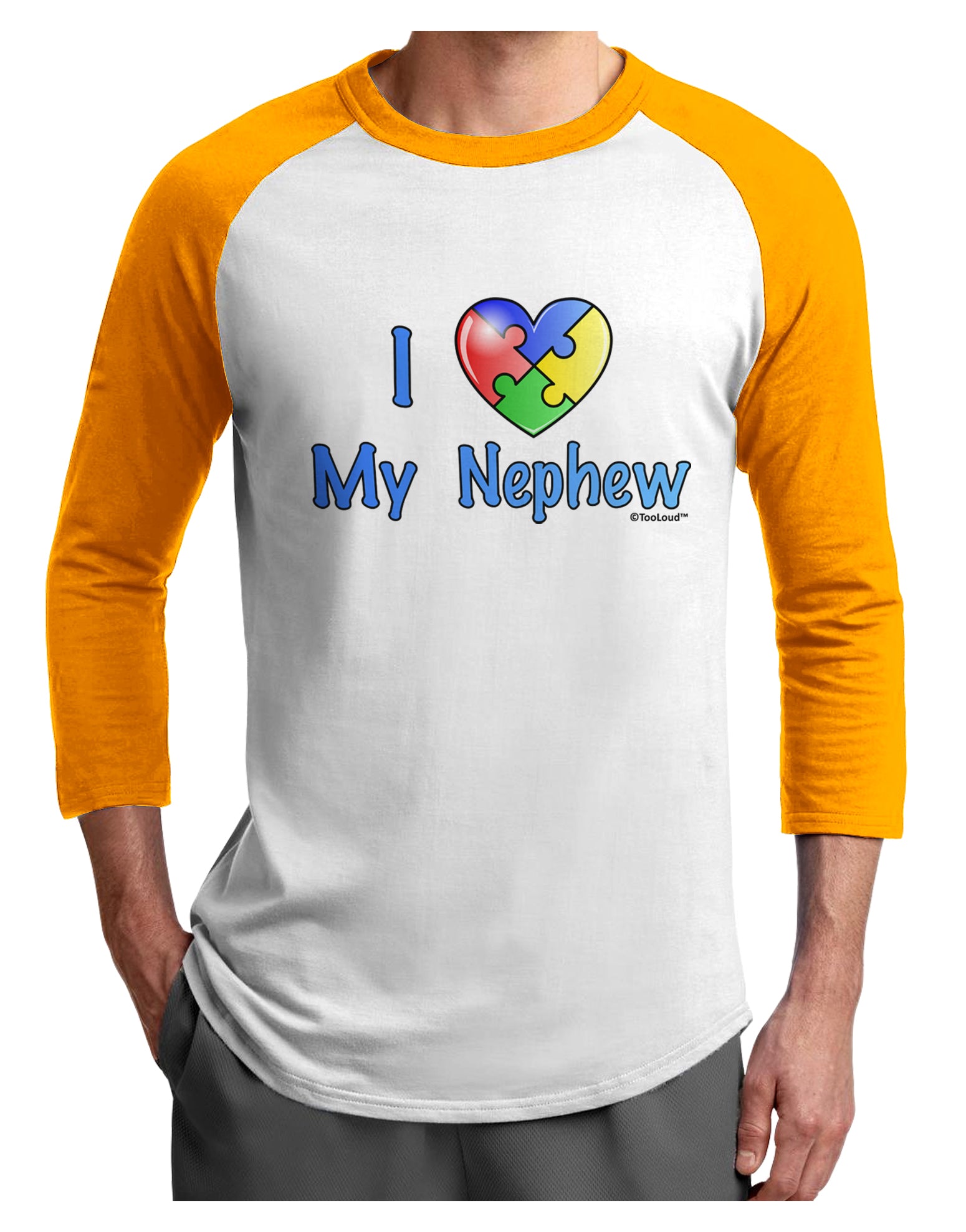 I Heart My Nephew - Autism Awareness Adult Raglan Shirt by TooLoud-TooLoud-White-Gold-X-Small-Davson Sales
