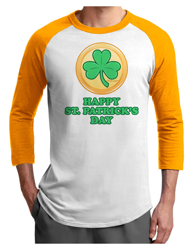 Shamrock Button - St Patrick's Day Adult Raglan Shirt by TooLoud-TooLoud-White-Gold-X-Small-Davson Sales