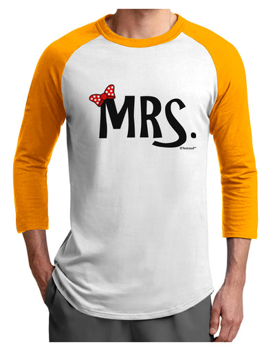 Matching Mr and Mrs Design - Mrs Bow Adult Raglan Shirt by TooLoud-TooLoud-White-Gold-X-Small-Davson Sales