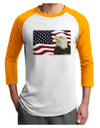 Patriotic USA Flag with Bald Eagle Adult Raglan Shirt by TooLoud-TooLoud-White-Gold-X-Small-Davson Sales