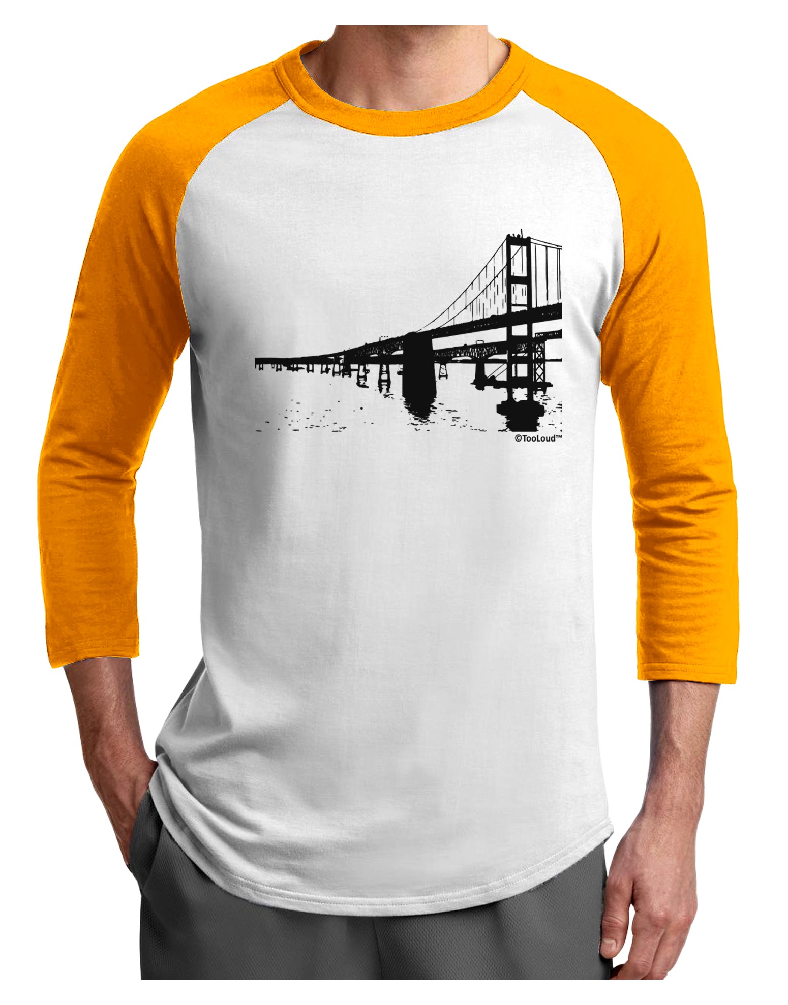 Bay Bridge Cutout Design Adult Raglan Shirt by TooLoud-TooLoud-White-Gold-X-Small-Davson Sales