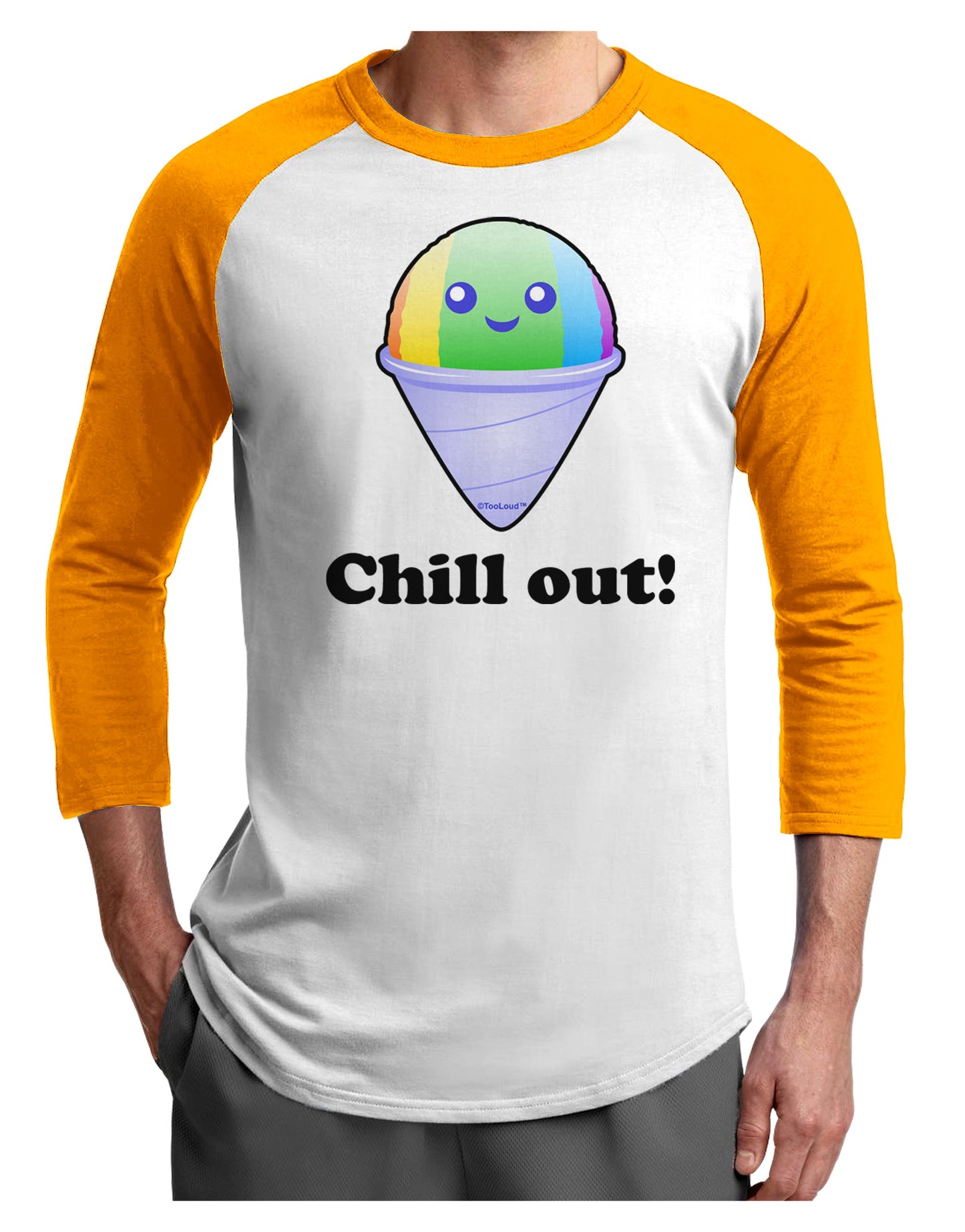 Cute Shaved Ice Chill Out Adult Raglan Shirt-Raglan Shirt-TooLoud-White-Gold-X-Small-Davson Sales