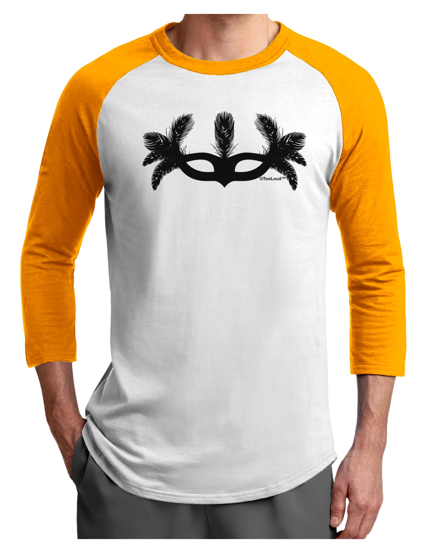 Masquerade Mask Silhouette Adult Raglan Shirt by TooLoud-TooLoud-White-Gold-X-Small-Davson Sales