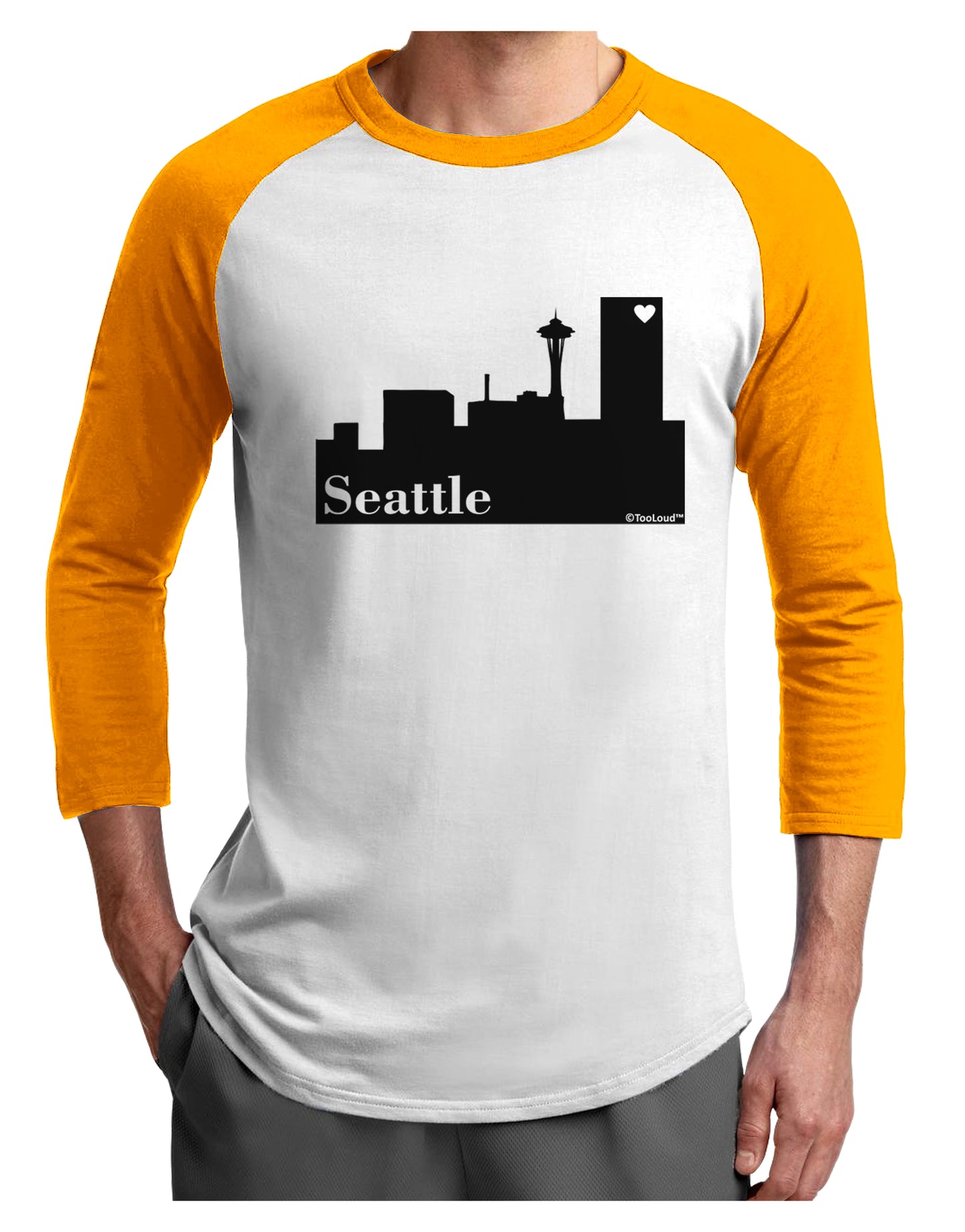 Seattle Skyline with Space Needle Adult Raglan Shirt by TooLoud-TooLoud-White-Gold-X-Small-Davson Sales