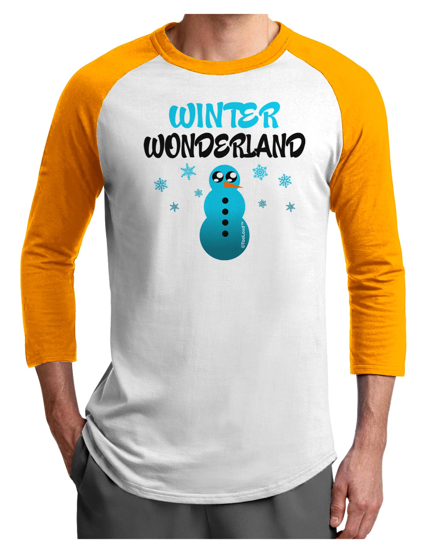 Winter Wonderland Snowman Adult Raglan Shirt-Raglan Shirt-TooLoud-White-Gold-X-Small-Davson Sales