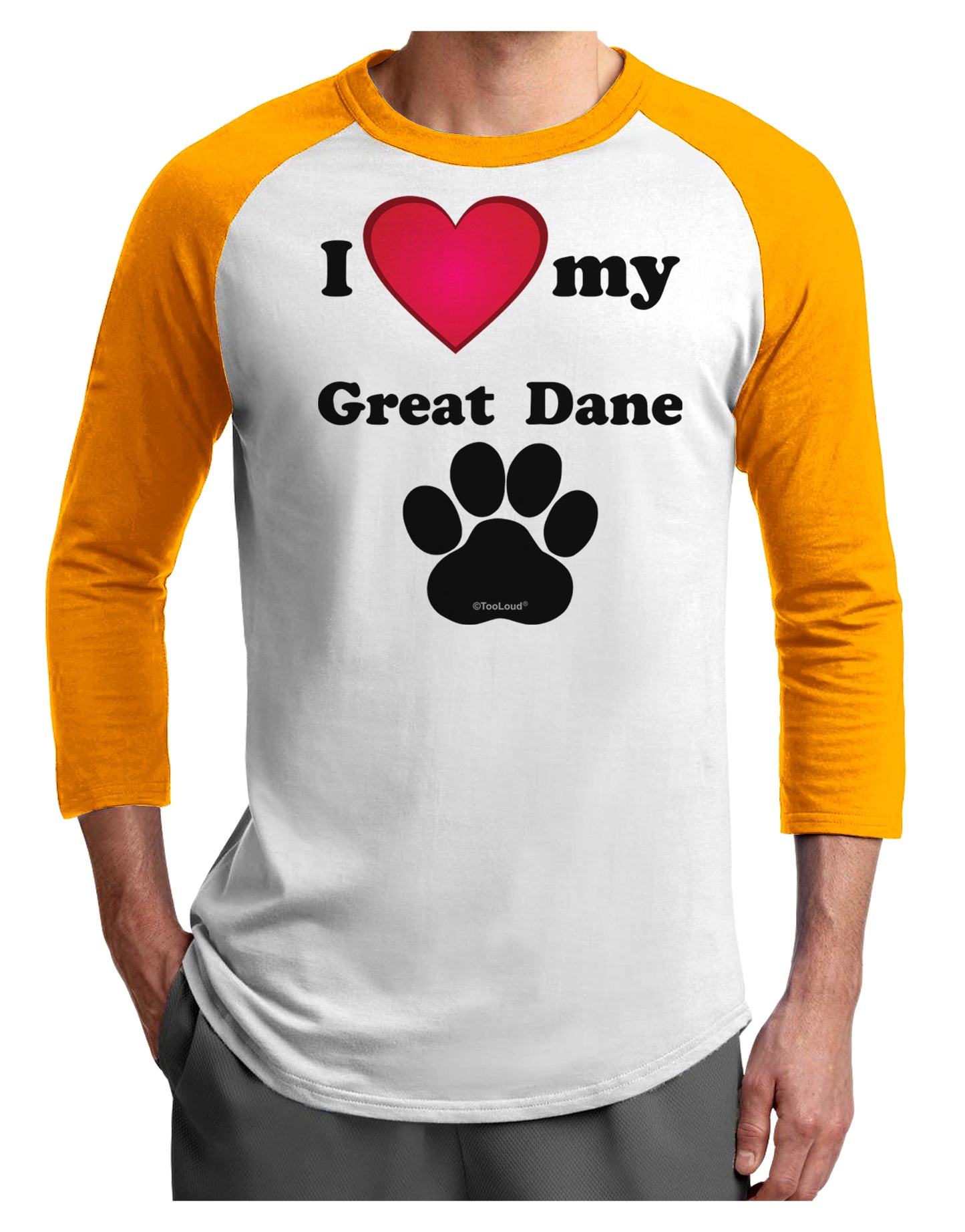 I Heart My Great Dane Adult Raglan Shirt by TooLoud-TooLoud-White-Gold-X-Small-Davson Sales