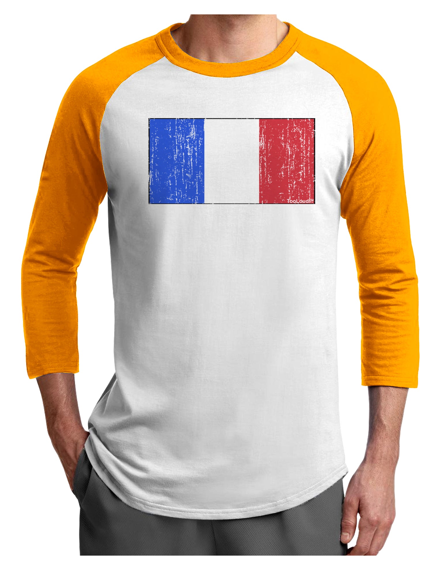 French Flag - France Distressed Adult Raglan Shirt by TooLoud-TooLoud-White-Gold-X-Small-Davson Sales