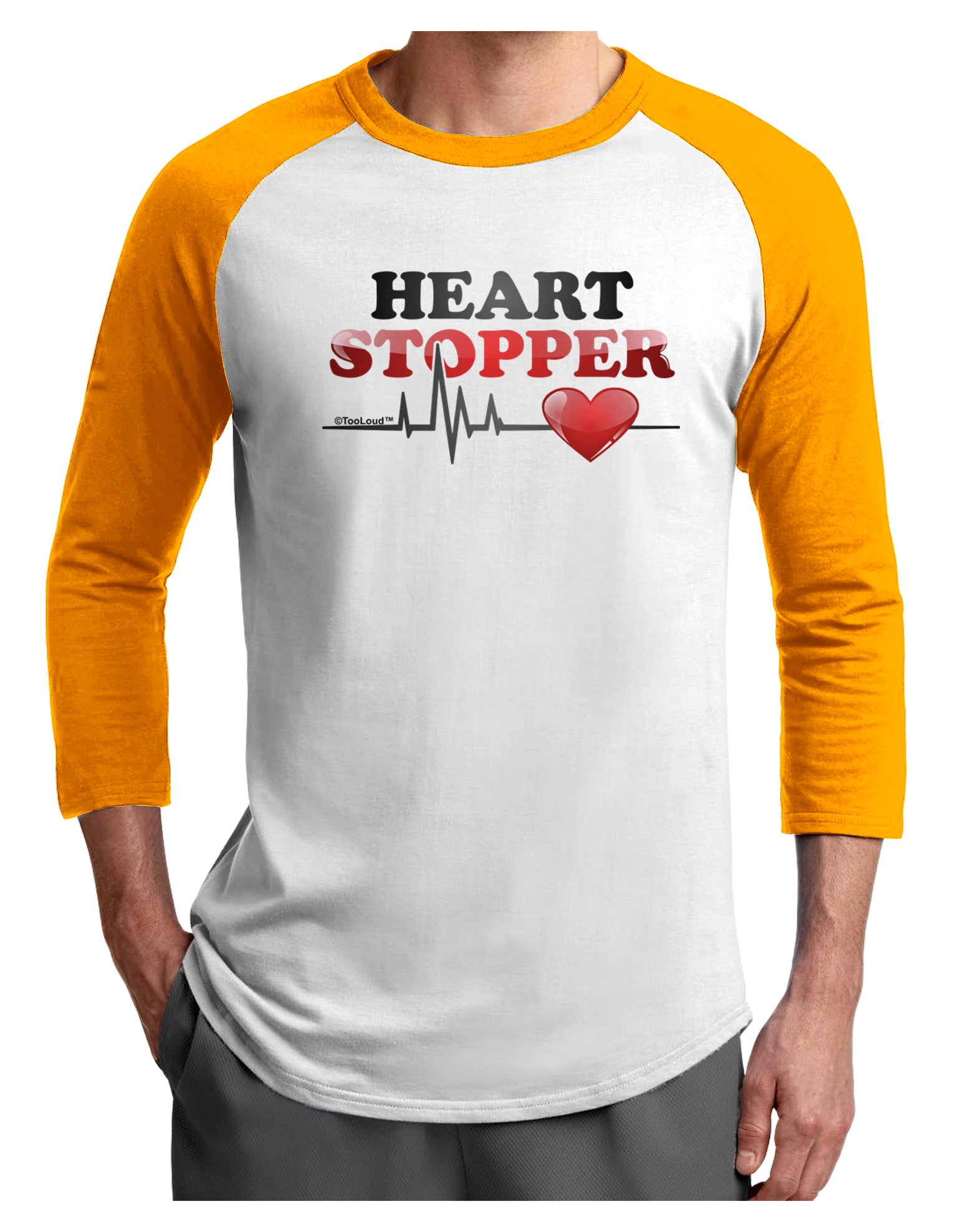 Heart Stopper Adult Raglan Shirt-Raglan Shirt-TooLoud-White-Gold-X-Small-Davson Sales