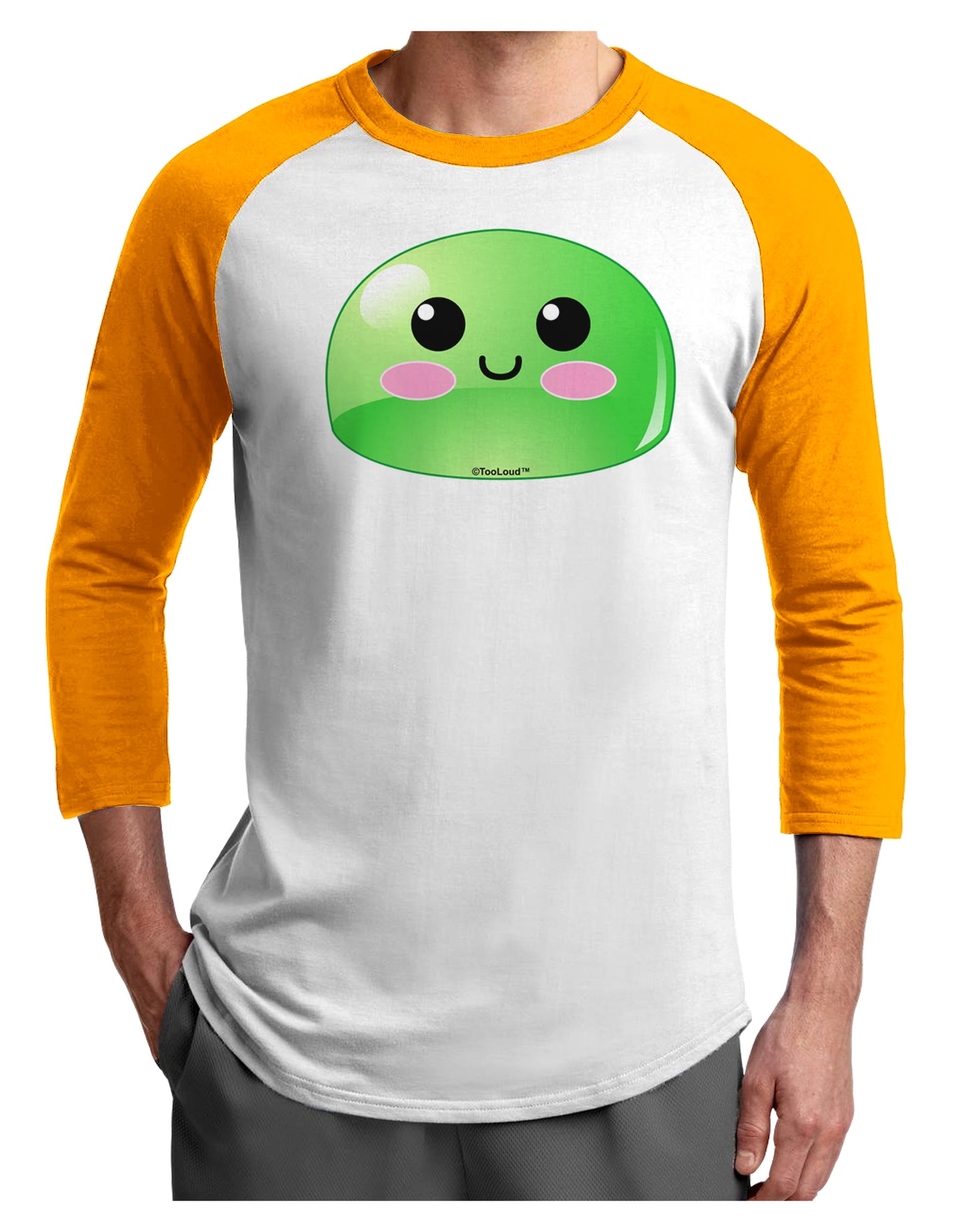 Cute RPG Slime - Green Adult Raglan Shirt by TooLoud-TooLoud-White-Gold-X-Small-Davson Sales