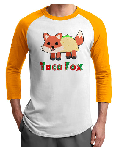 Cute Taco Fox Text Adult Raglan Shirt-TooLoud-White-Gold-X-Small-Davson Sales
