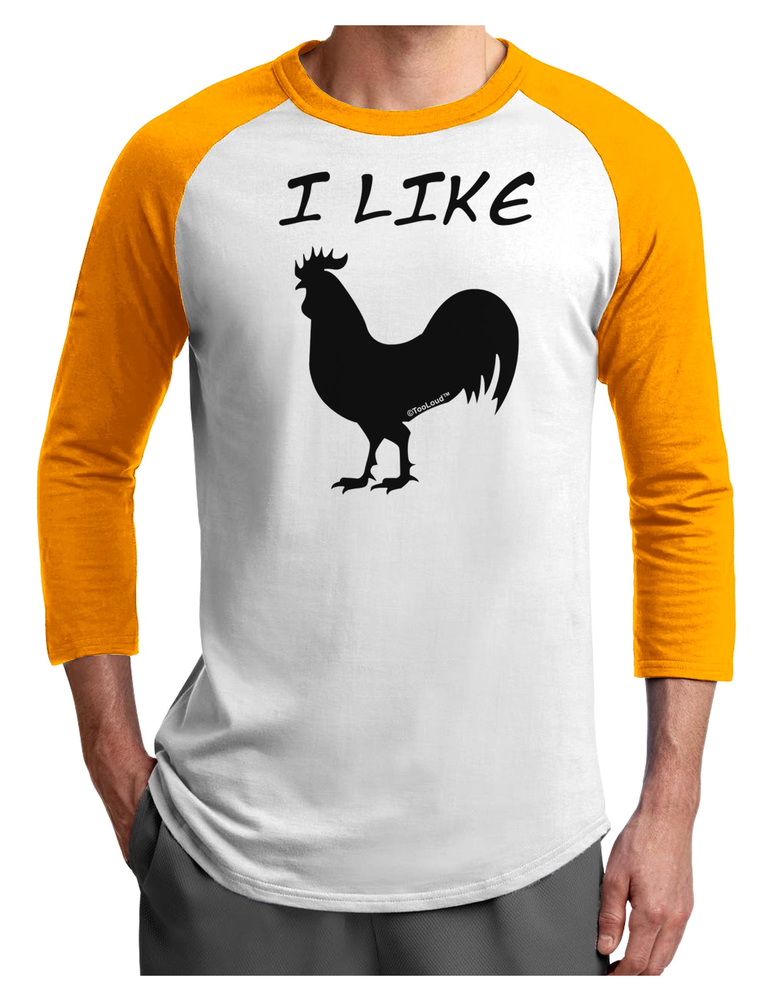 I Like Rooster Silhouette - Funny Adult Raglan Shirt by TooLoud-TooLoud-White-Gold-X-Small-Davson Sales