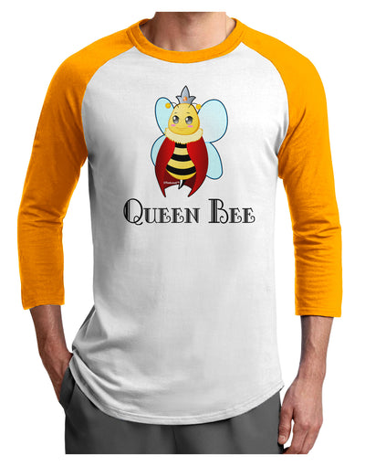 Queen Bee Text Adult Raglan Shirt-TooLoud-White-Gold-X-Small-Davson Sales