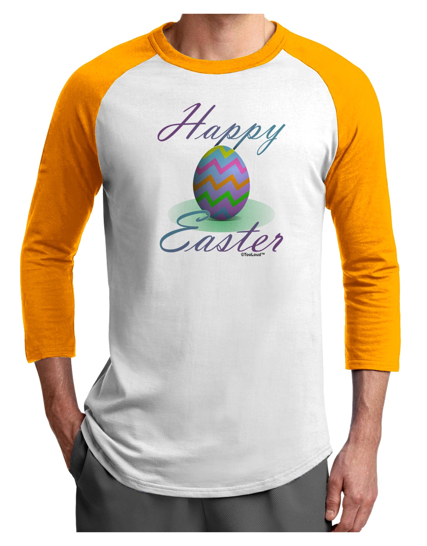 One Happy Easter Egg Adult Raglan Shirt-TooLoud-White-Gold-X-Small-Davson Sales