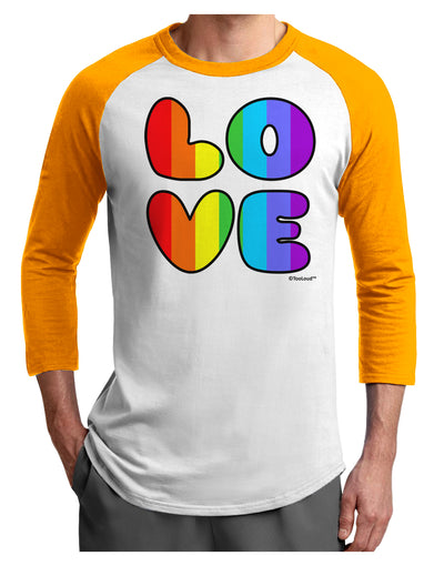 Rainbow LOVE Text Adult Raglan Shirt by TooLoud-TooLoud-White-Gold-X-Small-Davson Sales