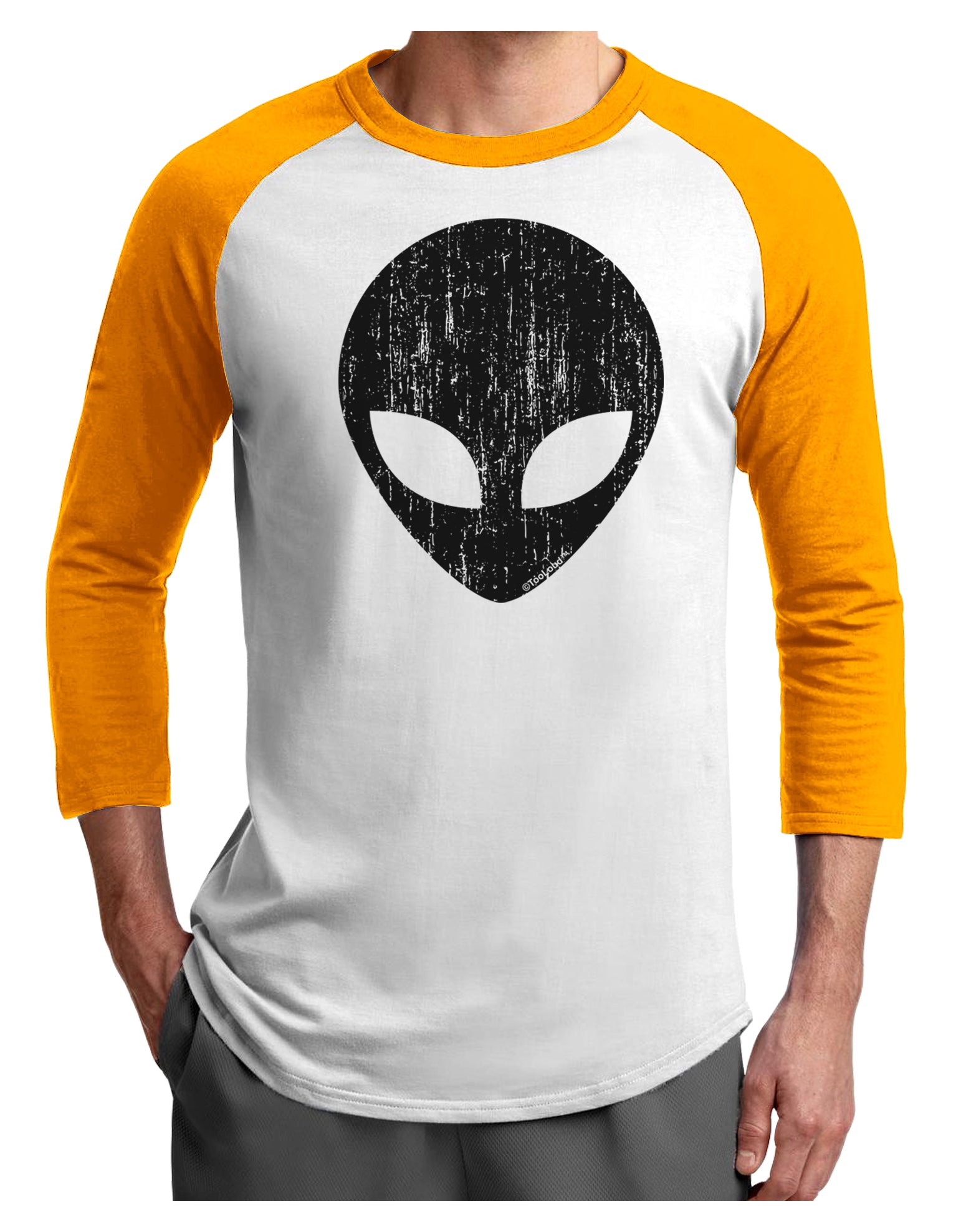 Extraterrestrial Face - Alien Distressed Adult Raglan Shirt by TooLoud-TooLoud-White-Gold-X-Small-Davson Sales