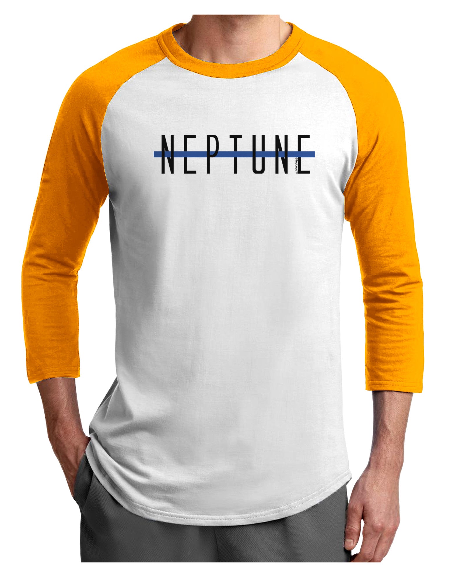 Planet Neptune Text Only Adult Raglan Shirt-Raglan Shirt-TooLoud-White-Gold-X-Small-Davson Sales