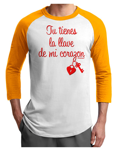 Tu Tienes La Llave De Mi Corazon Adult Raglan Shirt by TooLoud-TooLoud-White-Gold-X-Small-Davson Sales