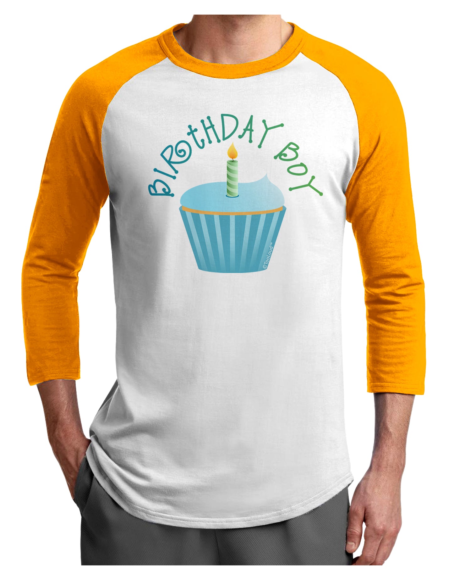 Birthday Boy - Candle Cupcake Adult Raglan Shirt by TooLoud-TooLoud-White-Gold-X-Small-Davson Sales