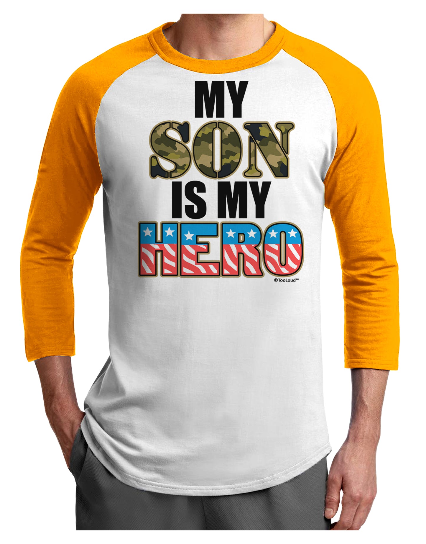 My Son is My Hero - Armed Forces Adult Raglan Shirt by TooLoud-TooLoud-White-Gold-X-Small-Davson Sales