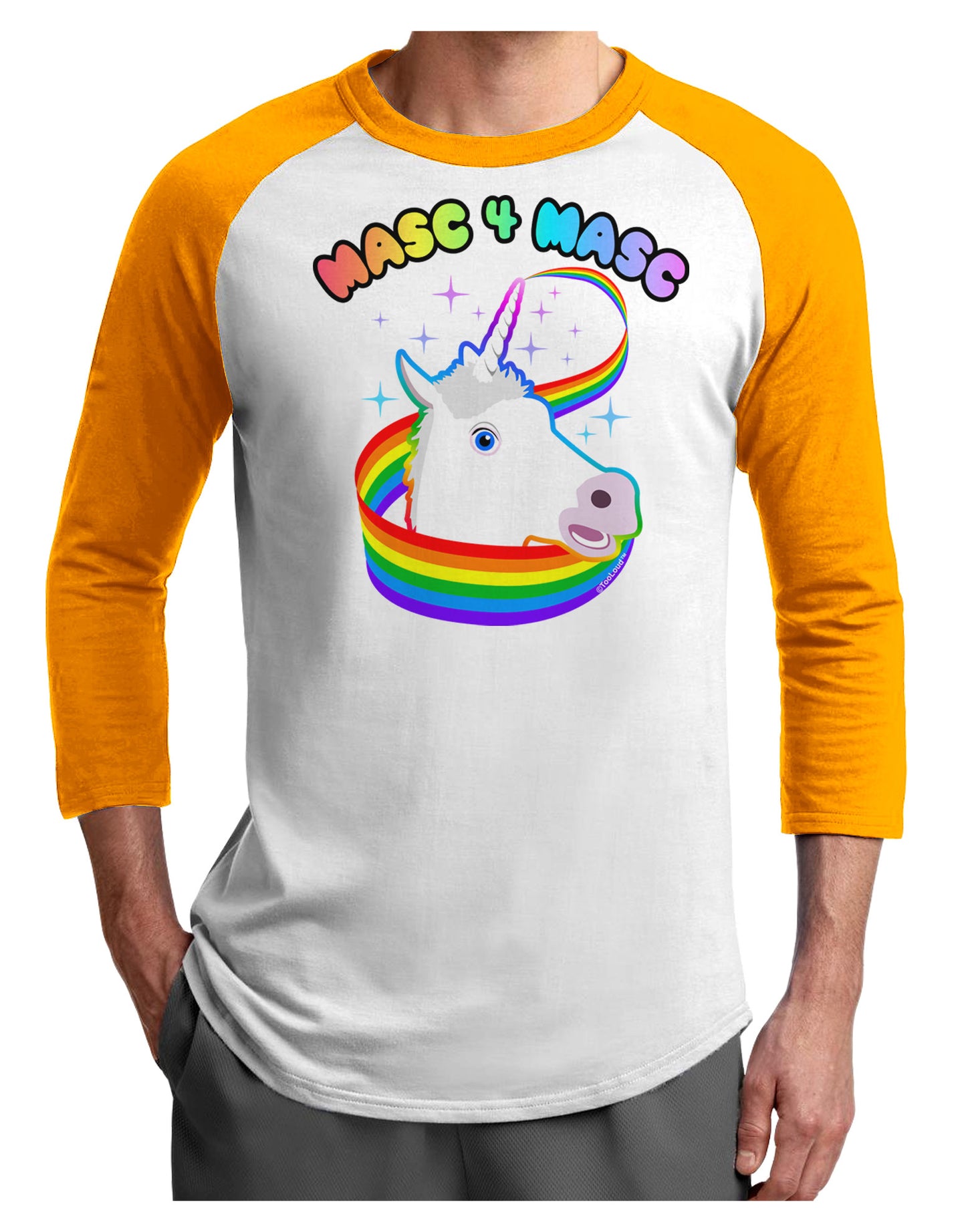 Masc 4 Masc Pranciful Unicorn Adult Raglan Shirt-Raglan Shirt-TooLoud-White-Gold-X-Small-Davson Sales