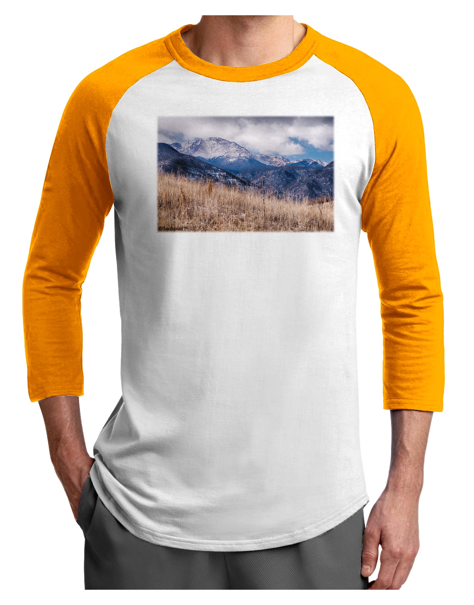 Pikes Peak CO Mountains Adult Raglan Shirt by TooLoud-TooLoud-White-Gold-X-Small-Davson Sales
