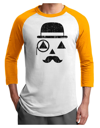 Gentleman Pumpkin Distressed Adult Raglan Shirt-TooLoud-White-Gold-X-Small-Davson Sales