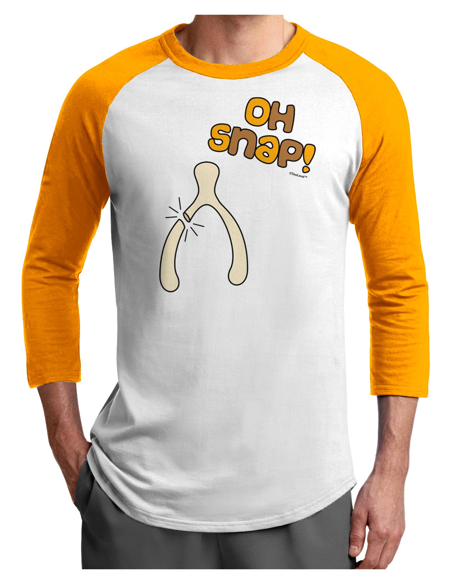 Oh Snap Wishbone - Thanksgiving Adult Raglan Shirt-TooLoud-White-Gold-X-Small-Davson Sales