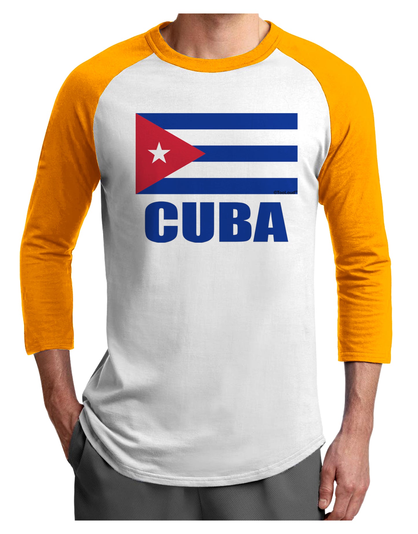 Cuba Flag Cuban Pride Adult Raglan Shirt by TooLoud-TooLoud-White-Gold-X-Small-Davson Sales