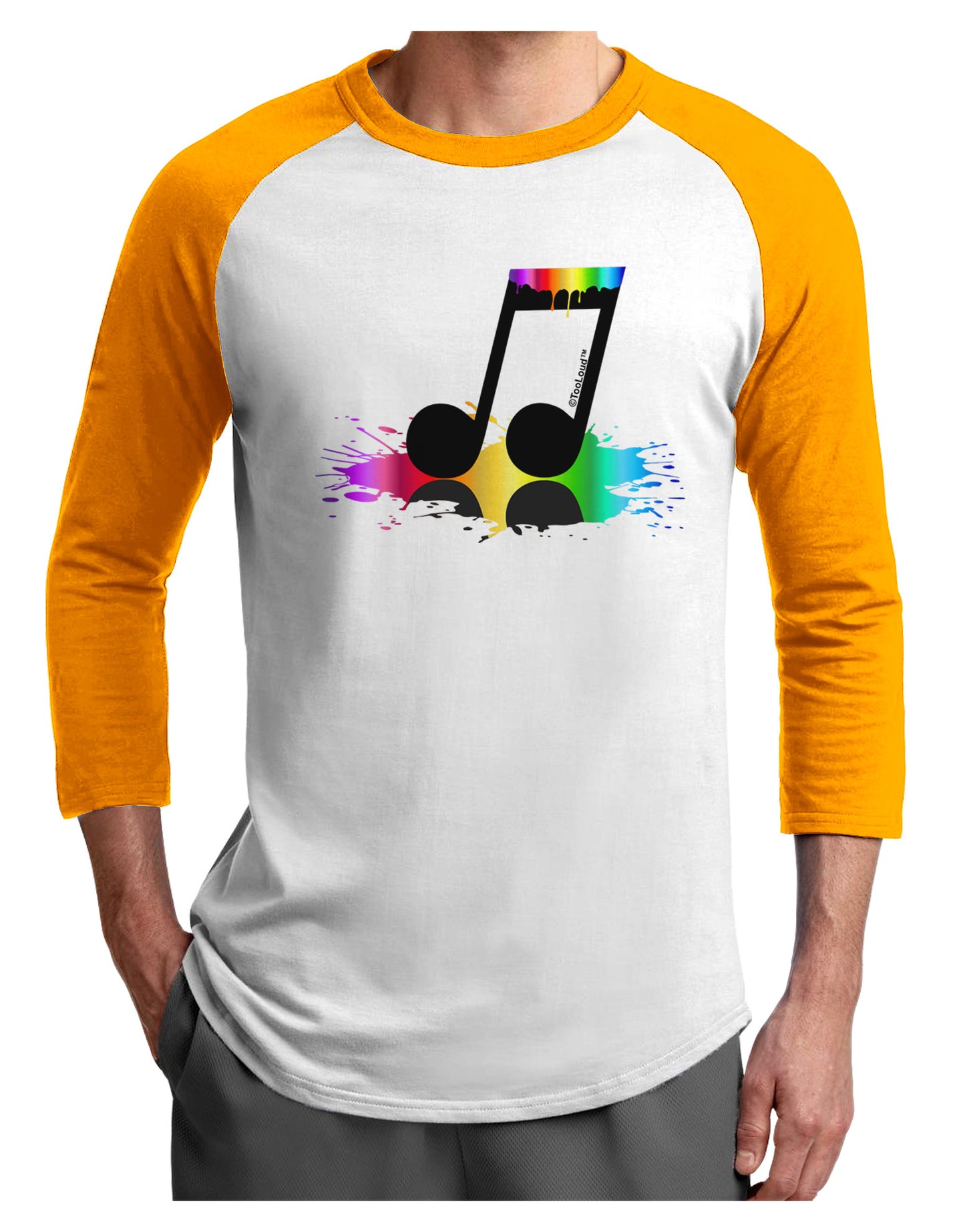Paint Music Note Adult Raglan Shirt-Raglan Shirt-TooLoud-White-Gold-X-Small-Davson Sales