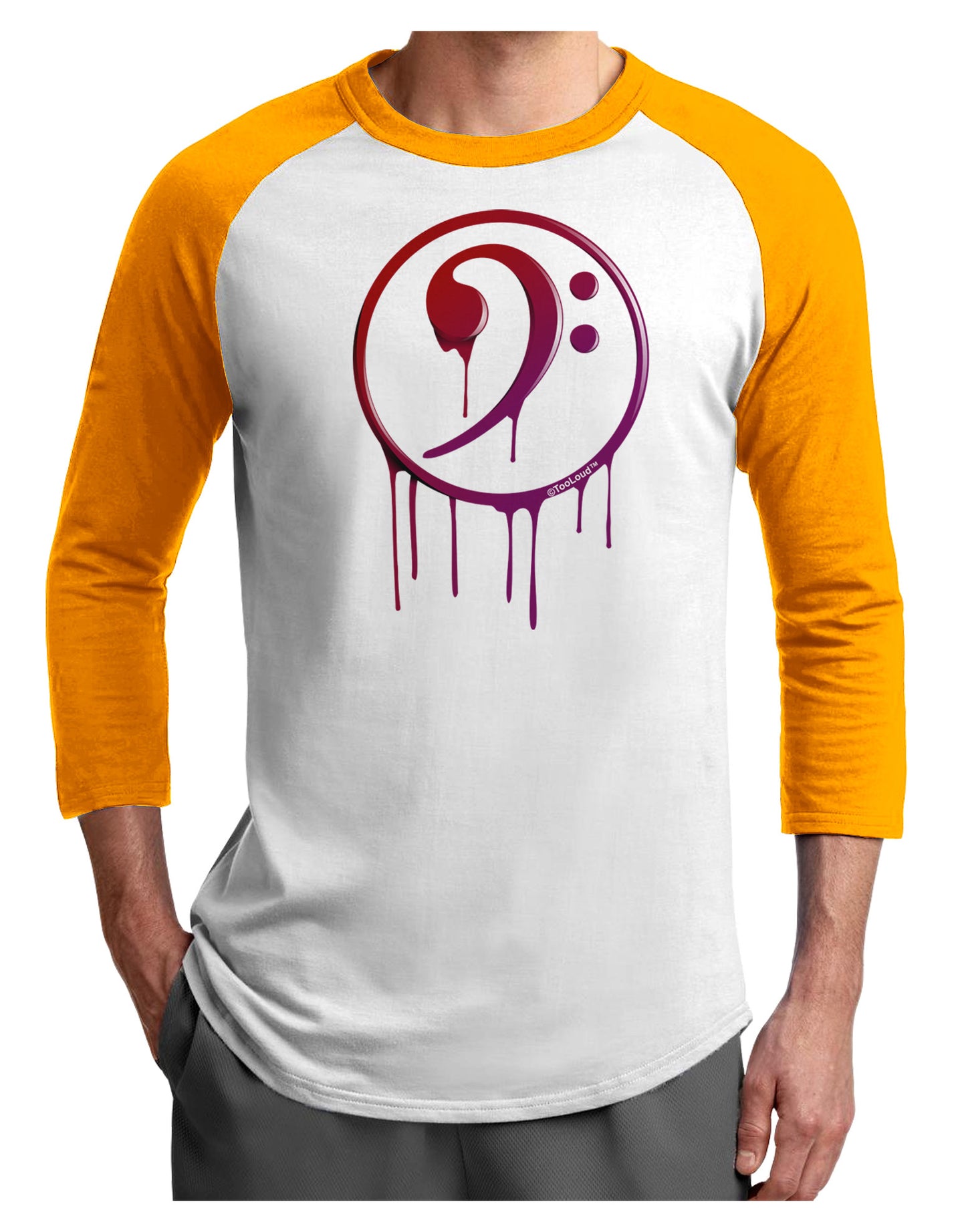 Dripping Bass Symbol Adult Raglan Shirt-Raglan Shirt-TooLoud-White-Gold-X-Small-Davson Sales