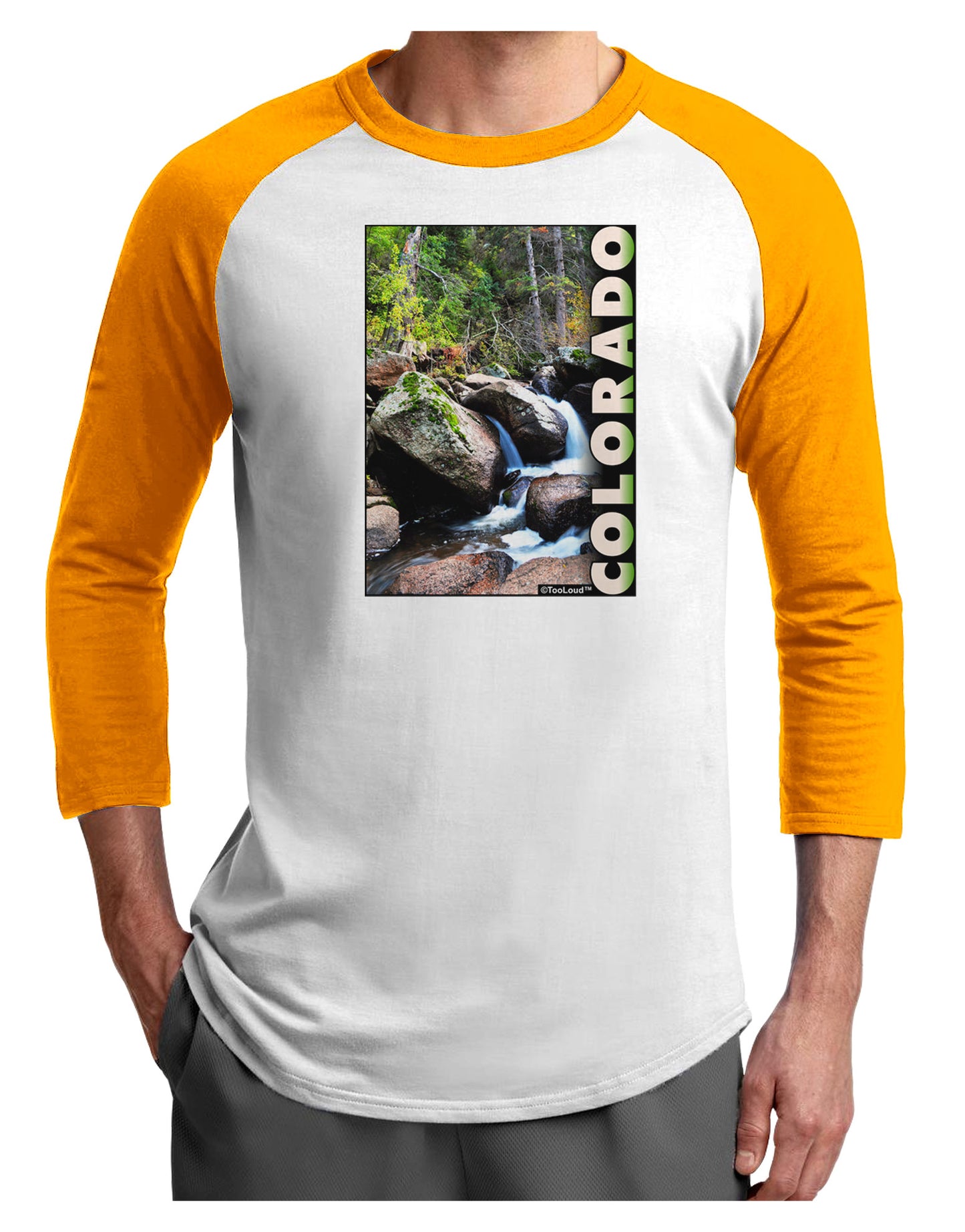Rockies River with Text Adult Raglan Shirt-Raglan Shirt-TooLoud-White-Gold-X-Small-Davson Sales