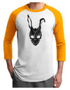 Scary Bunny Face Black Distressed Adult Raglan Shirt-TooLoud-White-Gold-X-Small-Davson Sales