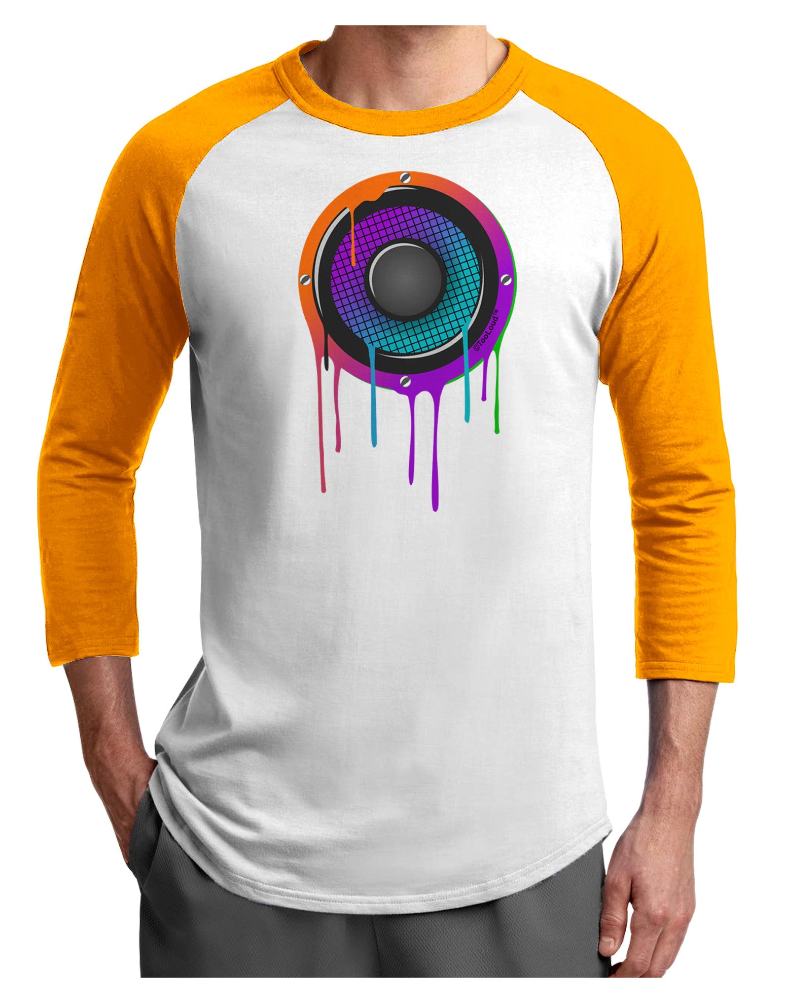 Paint Drips Speaker Adult Raglan Shirt-Raglan Shirt-TooLoud-White-Gold-X-Small-Davson Sales