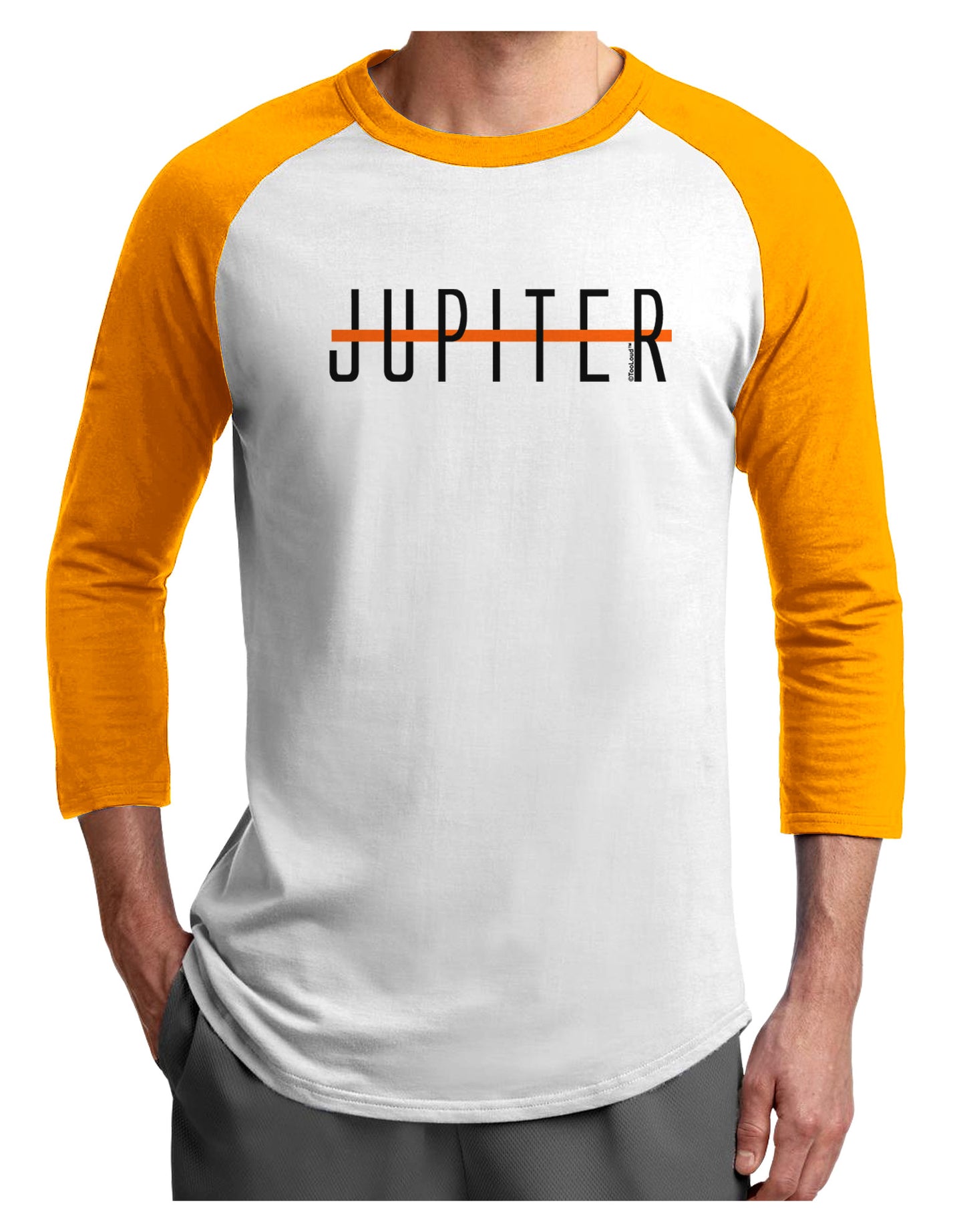 Planet Jupiter Text Only Adult Raglan Shirt-Raglan Shirt-TooLoud-White-Gold-X-Small-Davson Sales