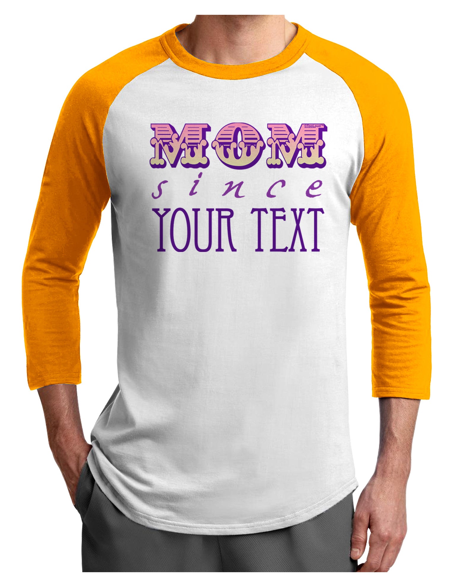 Personalized Mom Since ___ Adult Raglan Shirt-TooLoud-White-Gold-X-Small-Davson Sales