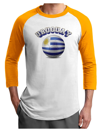 Soccer Ball Flag - Uruguay Adult Raglan Shirt-Raglan Shirt-TooLoud-White-Gold-X-Small-Davson Sales