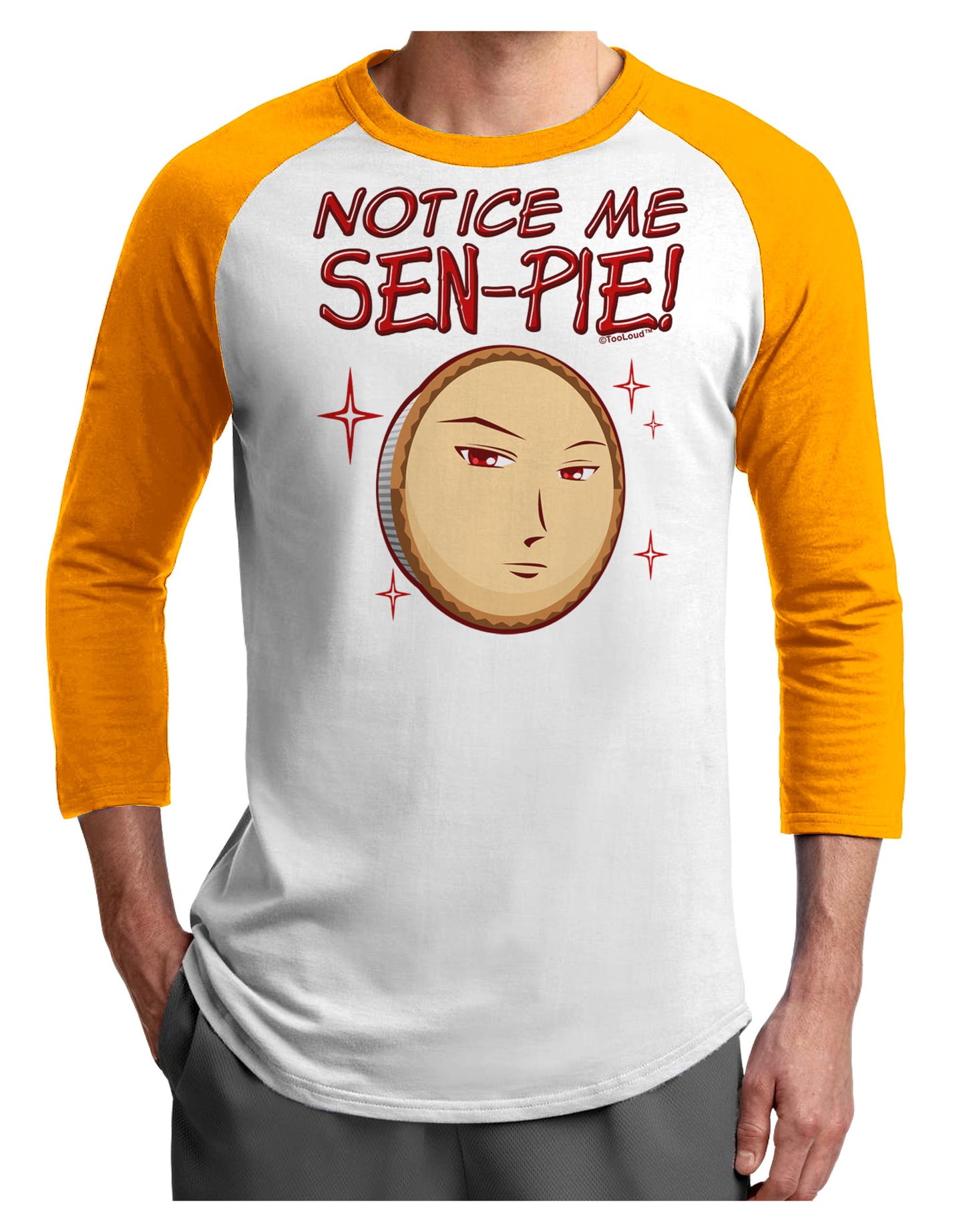 Notice Me Sen-pie Adult Raglan Shirt-Raglan Shirt-TooLoud-White-Gold-X-Small-Davson Sales