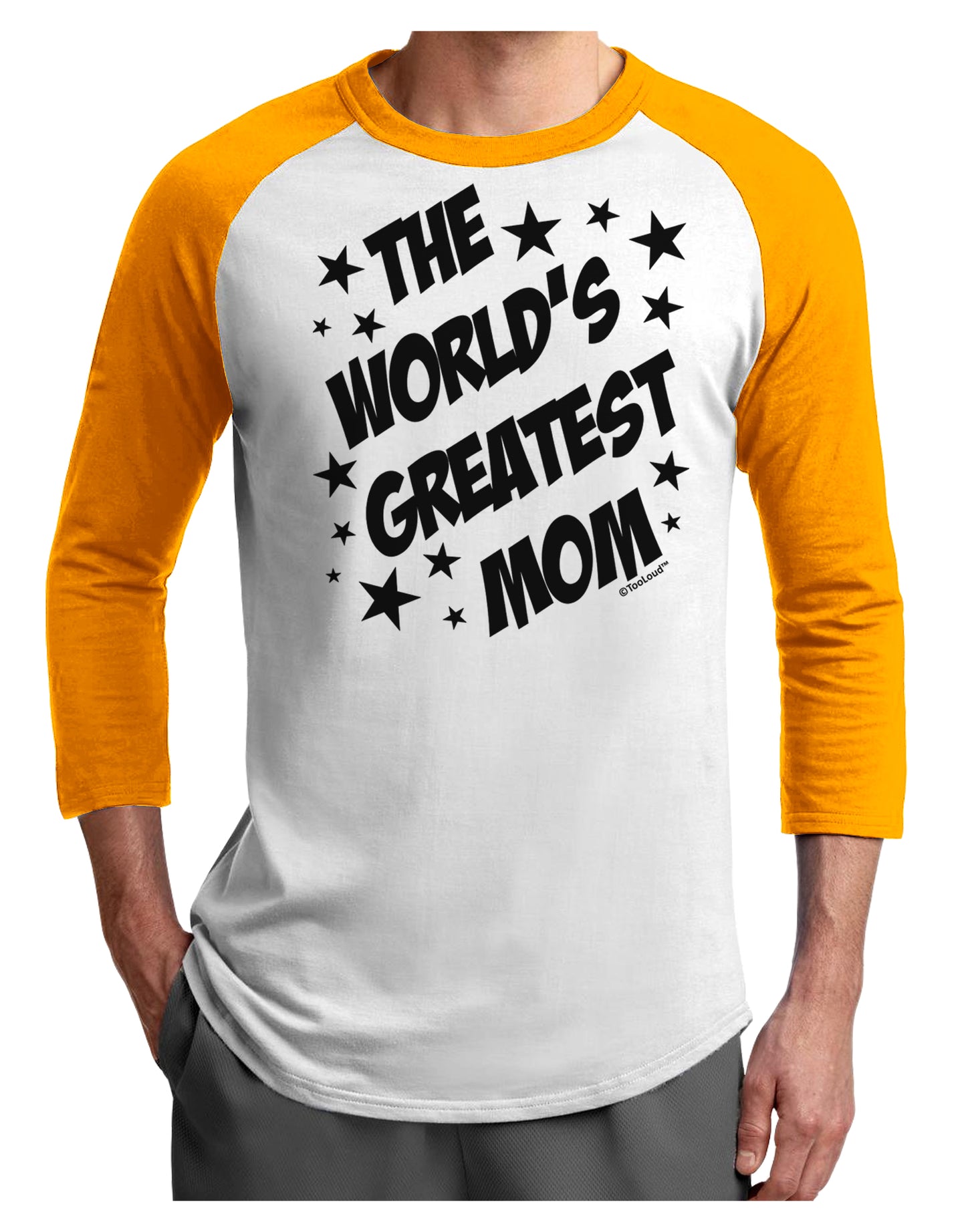 The World's Greatest Mom - Superhero Style Adult Raglan Shirt by TooLoud-TooLoud-White-Gold-X-Small-Davson Sales