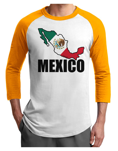 Mexico Outline - Mexican Flag - Mexico Text Adult Raglan Shirt by TooLoud-TooLoud-White-Gold-X-Small-Davson Sales